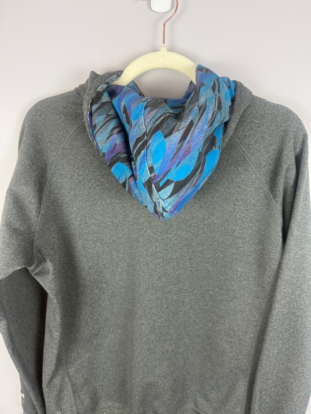 Puma Warm Cell Technical Pullover Hoodie - Heather Charcoal & Blue Women's Large - Picture 15 of 15